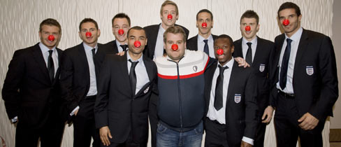 James Corden and the England team